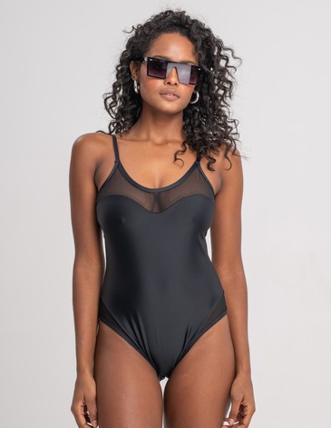 ENTERIZA COLA CLASICA CON TRANSPARENCIA EN ESCOTE Y PIERNAS ONDA T1/4 DOLCISIMA