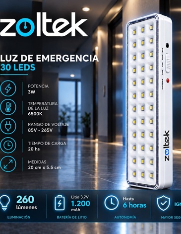 Luz de emergencia 30 led Pack x 10 unidades ZOLTEK