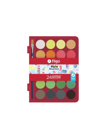 Acuarelas Pinto / Estuche plastico x 24 Surtido FILGO