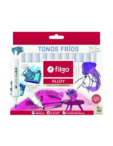 Marcador artistico doble punta alloy / Estuche x 12 frios FILGO