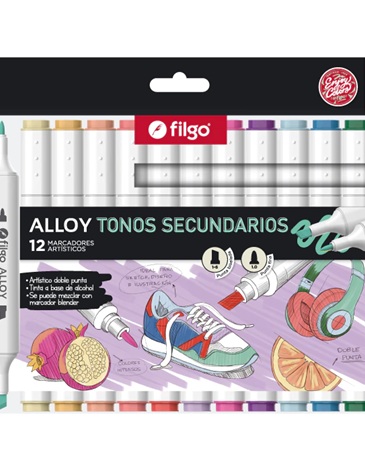 Venta por Mayor y Catalogo Marcador artistico doble punta Alloy Estuche 12 secundarios FILGO