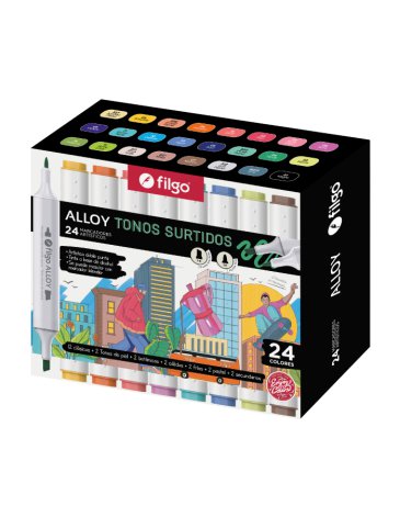 Marcador artistico doble punta Alloy Estuche 24 unidades FILGO