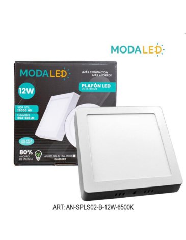 Plafon led 12w cuadrado frio 15.5cm Moda Led