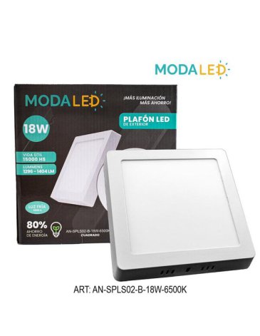 Plafon led 18w cuadrado frio 20cm Moda Led