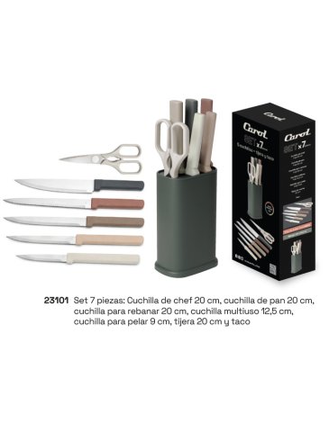 Set de Cuchillos  + tijera + taco - CAROL