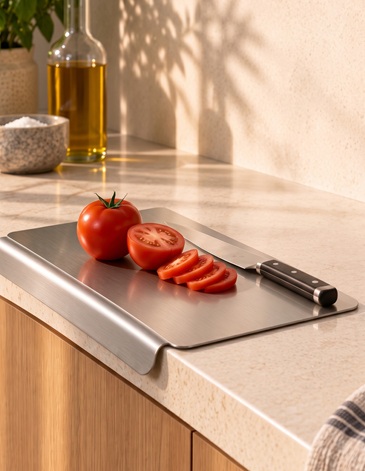 Tabla para picar con tope 38 x 27.5 x 2 cm Acero inoxidable CAROL