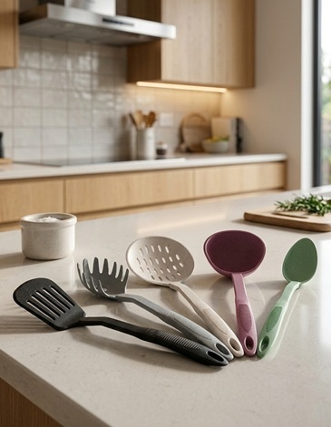Set de 5 utensilios de nylon en bolsa red (mix color) CAROL