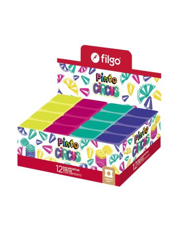 Sacapuntas con deposito Pinto Cirucus / Display x 12 surtido FILGO