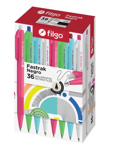 Venta por Mayor y Catalogo Bolígrafo retráctil Fastrak Azul Display x 36 FILGO
