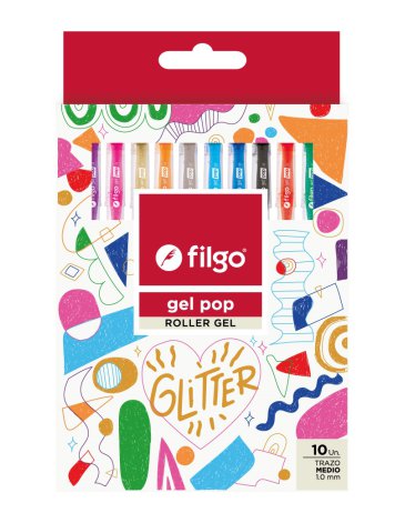 Venta por Mayor y Catalogo Roller Gel Gel Pop / Estuche x 10 Glitter FILGO