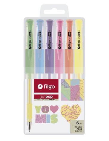 Venta por Mayor y Catalogo Roller gel Gel Pop / Estuche x 6 pastel FILGO