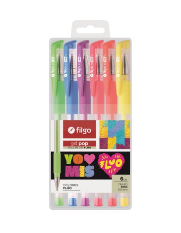 Venta por Mayor y Catalogo Roller gel Gel Pop / Estuche x 6 Fluo FILGO