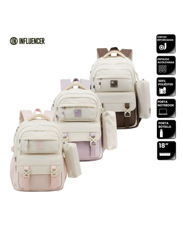 Mochila 18'' con cartuchera INFLUENCER