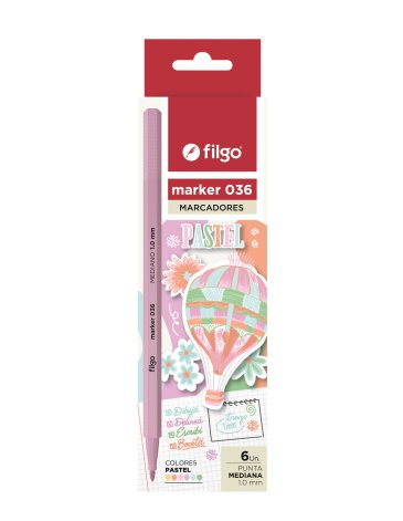 Venta por Mayor y Catalogo Marcador Marker 036 / Estuche x 6 pastel FILGO