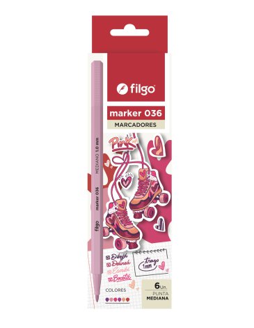 Marcador Marker 036 / Estuche x 6 pink up FILGO