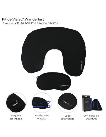 Kit de Viaje Almohada inflable + Antifaz Wanderlust