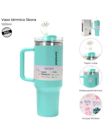 Vaso Termico con bombilla y tapon nube Skora