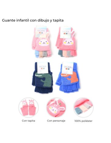 Guante infantil con dibujo y tapita  SKORA