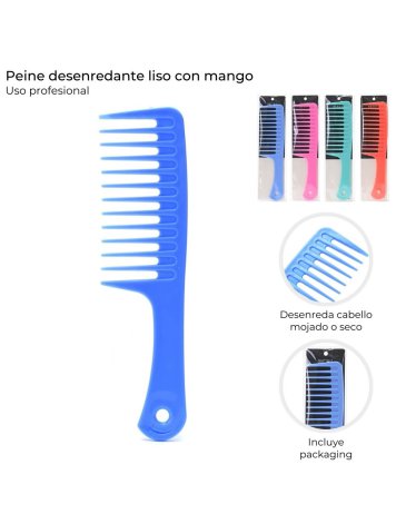 Peine desenredante liso con mango Skora