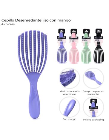 Cepillo desenredante liso con mango Skora