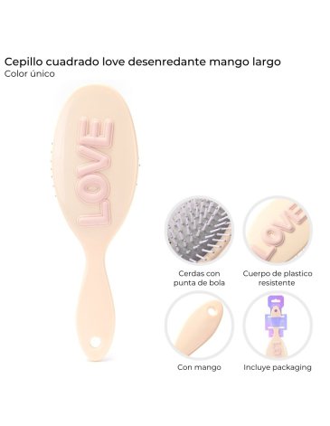 Cepillo ovalado love desenredante con mango Skora