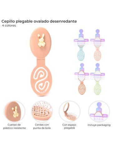 Cepillo plegable ovaldo desenredante Skora