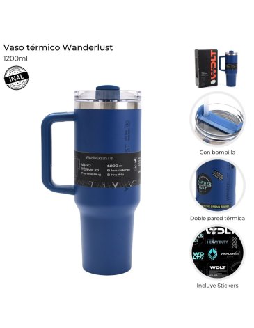 Vaso Termico con bombilla 1200 ML Wanderlust