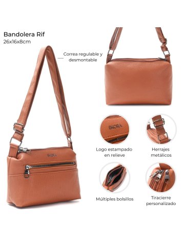 Bandolera Rif tres cierres y bolsillo Skora