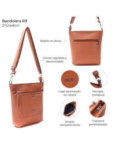 Bandolera Rif dos cierres bolsillo con broche Skora