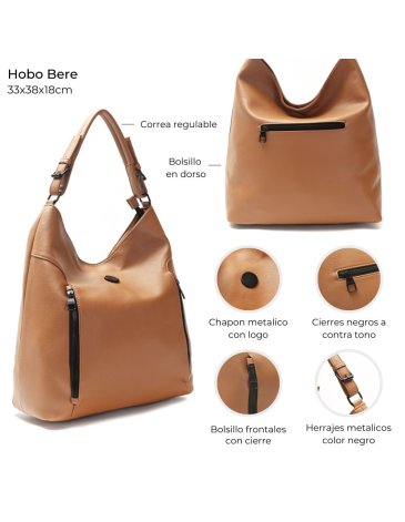 Cartera Hobo Bere dos cierres Skora