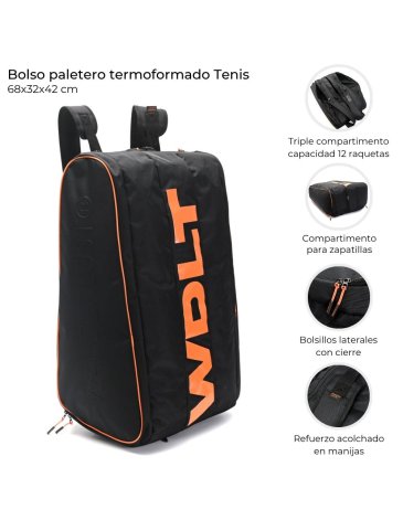 Bolso raquetero termoformado Tenis (Capacidad 12 Raquetas) Wabro