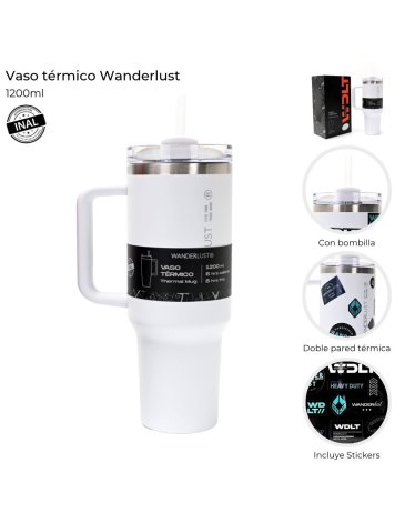 Vaso Termico con bombilla 1200 ML Wanderlust