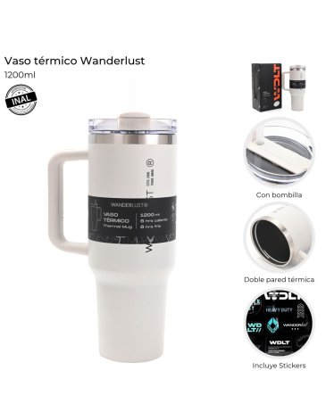 Vaso Termico con Bombilla 1200 ML Wanderlust