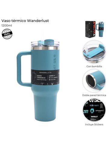 Vaso Termico con Bombilla 1200 ML Wanderlust