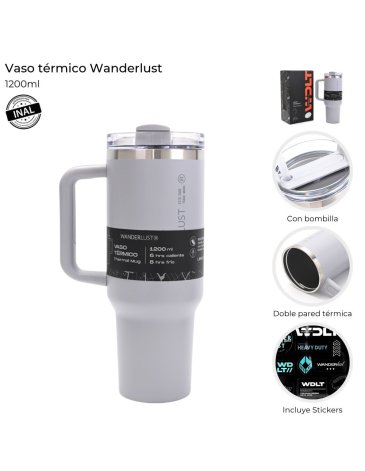 Vaso Termico con Bombilla 1200 ML Wanderlust