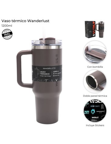Vaso Termico con Bombilla 1200 ML Wanderlust