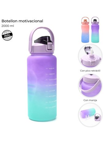 Botellon motivacional degrade multicolor 2000 ml Skora