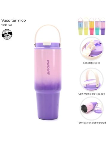 Vaso térmico degrade con doble pico 900 ml Skora