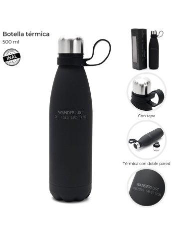 Botella termica engomada 500ml Wanderlust
