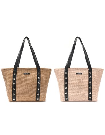 Bolso Playero simil Rafia manija PU Skora