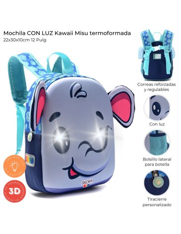 Mochila con luz Kawaii Misu termoformada 12