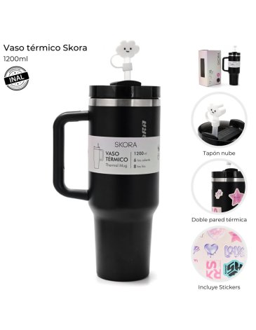 Vaso Termico con Bombilla 1200ml SKORA