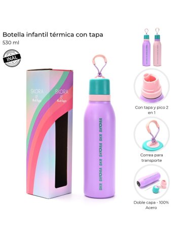 Botella termica con pico y tapa 530 ml SKORA