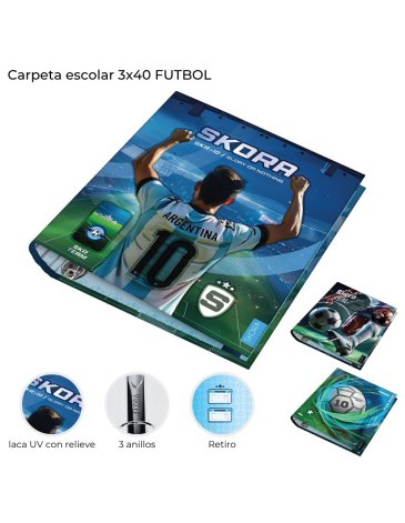 Carpeta escolar 3x40 futbol Skora