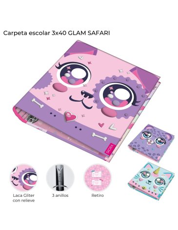Carpeta escolar 3x40 Glam Safari Skora