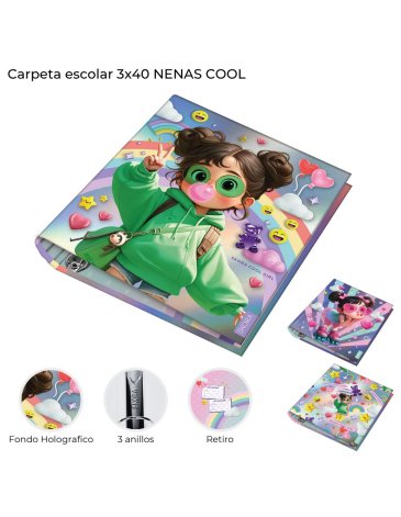 Carpeta escolar 3x40 Nenas Cool Skora