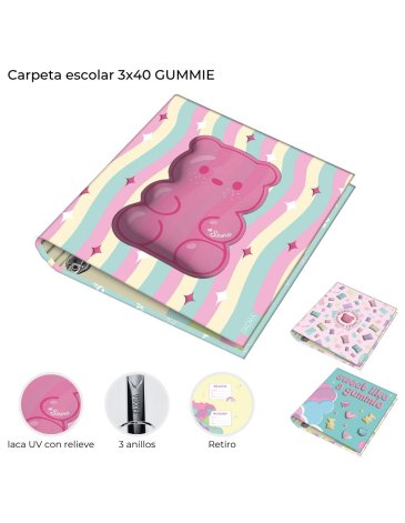 Carpeta escolar 3x40 Gummie Skora