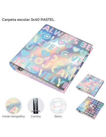 Carpeta escolar 3x40 Pastel Skora