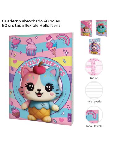 Cuaderno abrochado 48 hojas RAYADAS 80 grs tapa flexible. SKORA