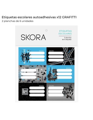 Etiquetas escolares x 12 u Grafitti Skora